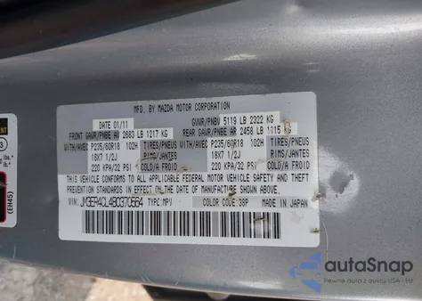 2011 Mazda Cx-7 S Touring z USA, uszkodzony, nr VIN JM3ER4CL4B0370564